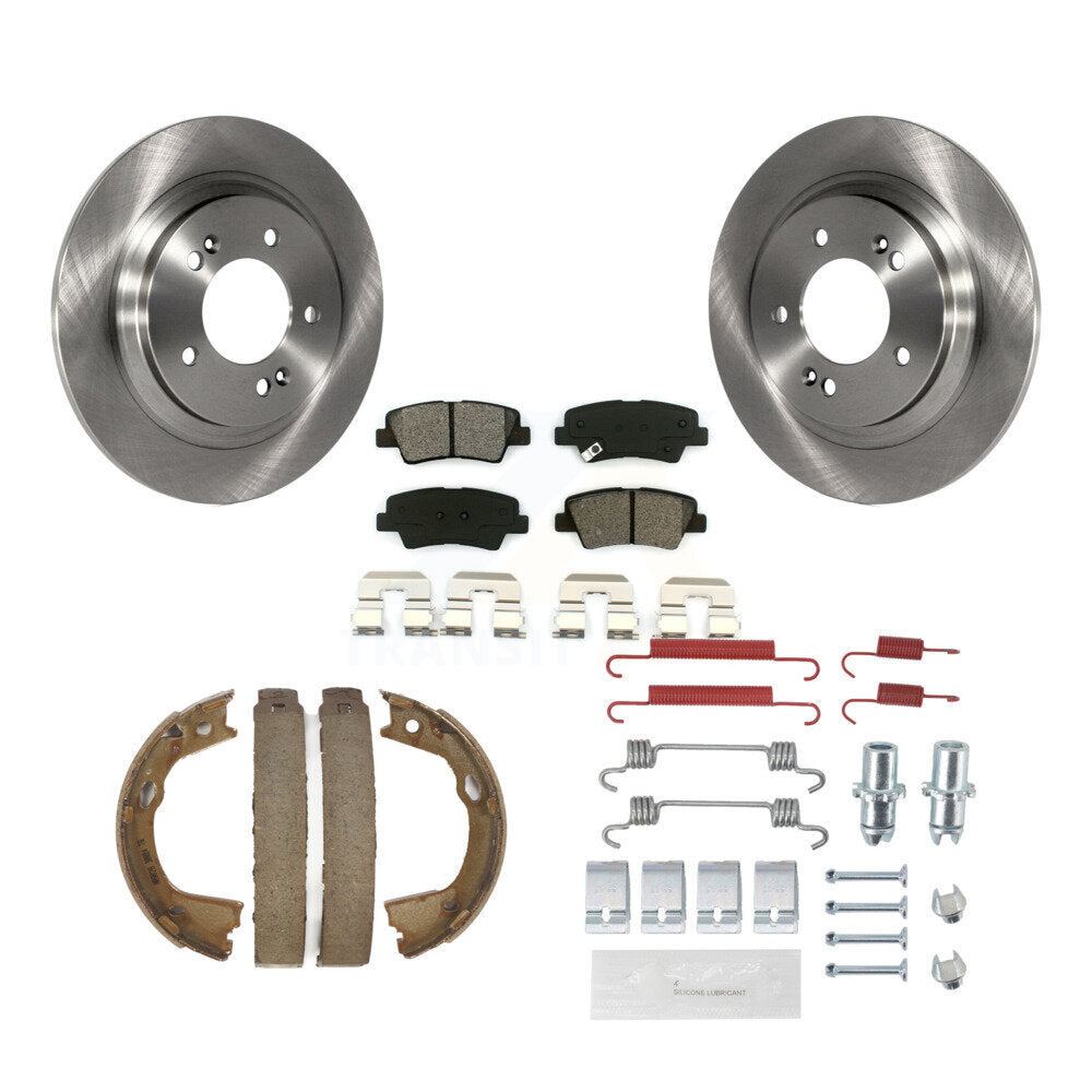 Rear Disc Rotors Semi-Metallic Pads Parking Shoes & Hardware Kit For Hyundai Sonata Azera K8S-104943