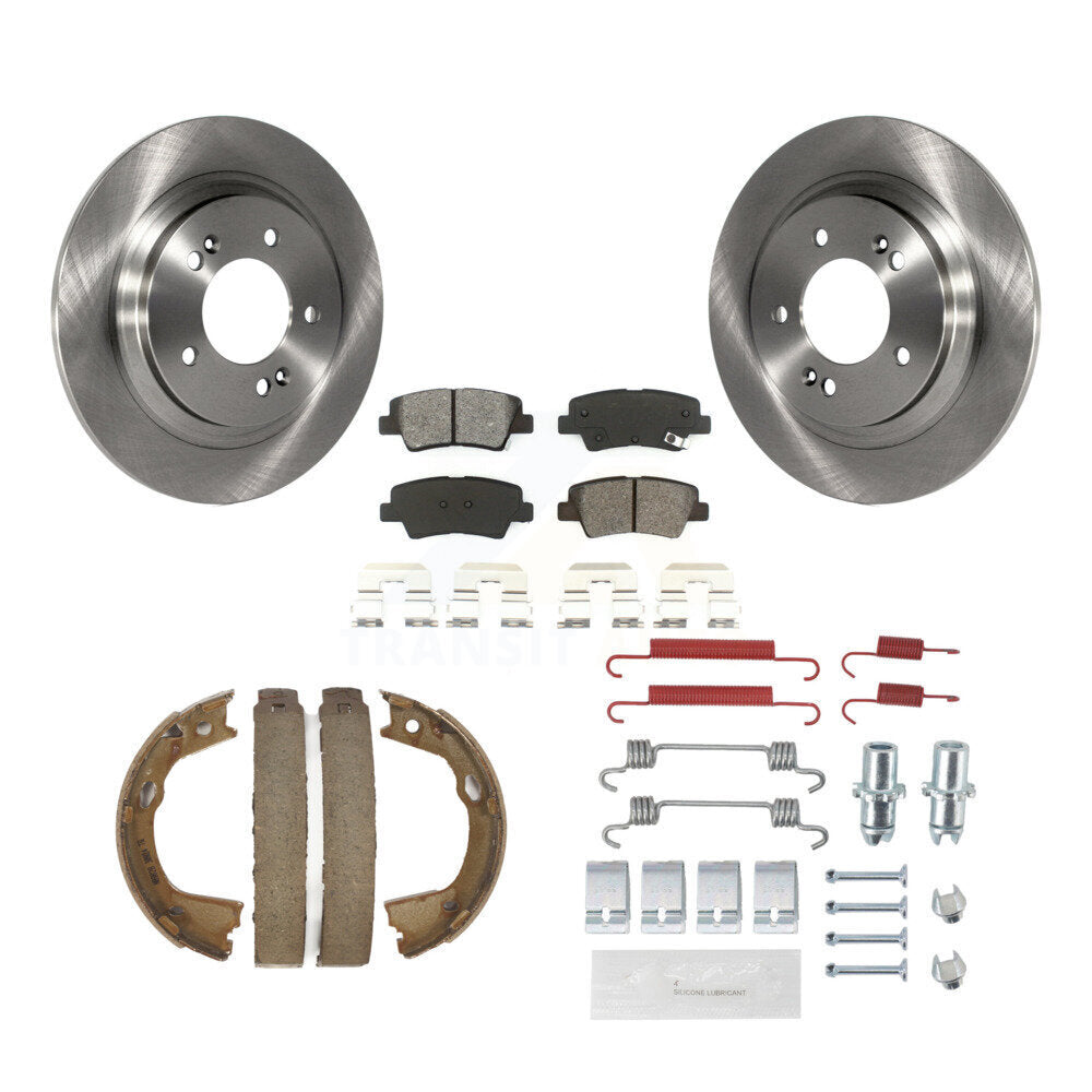 Rear Disc Rotors Semi-Metallic Pads Parking Shoes Hardware Kit For 13 Kia Optima LX/EX/SX K8S-104950