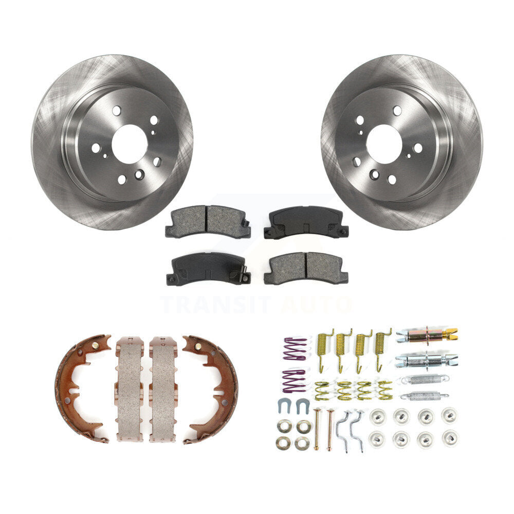 Rear Disc Rotors Semi-Metallic Pads Parking Shoes Hardware Kit For 99-03 Lexus RX300 AWD K8S-104959