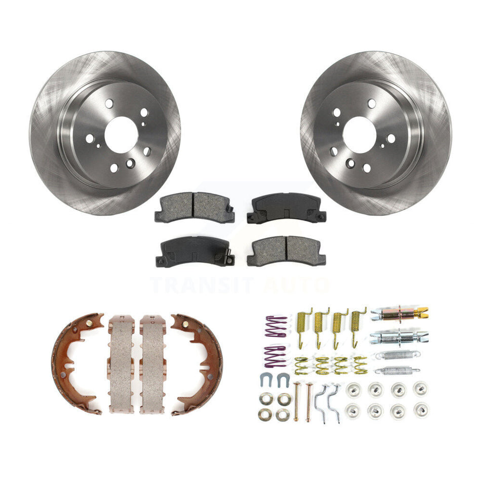 Rear Disc Rotors Semi-Metallic Pads Parking Shoes Hardware Kit For 99-03 Lexus RX300 AWD K8S-104959