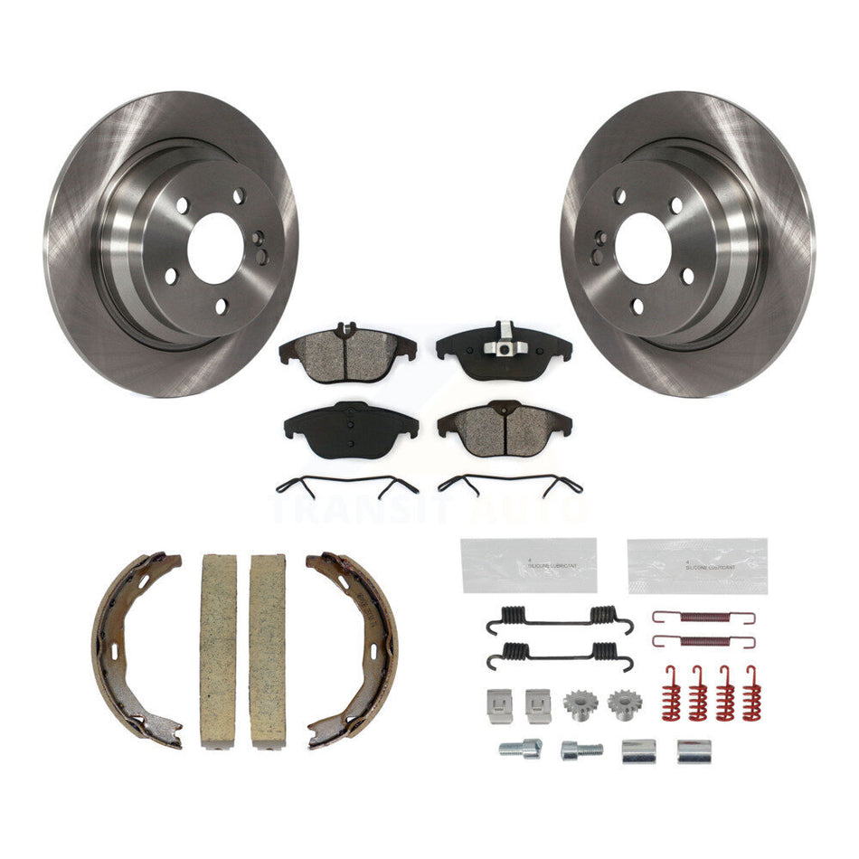 Rear Disc Rotors Semi-Metallic Pads Parking Shoes And Hardware Kit For Mercedes-Benz E350 K8S-104971