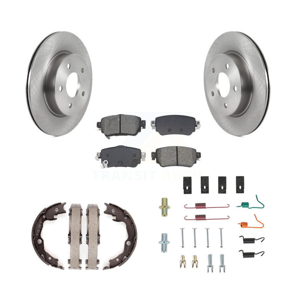 Rear Disc Rotors Semi-Metallic Pads Parking Brake Shoes And Hardware Kit For Nissan LEAF K8S-104974