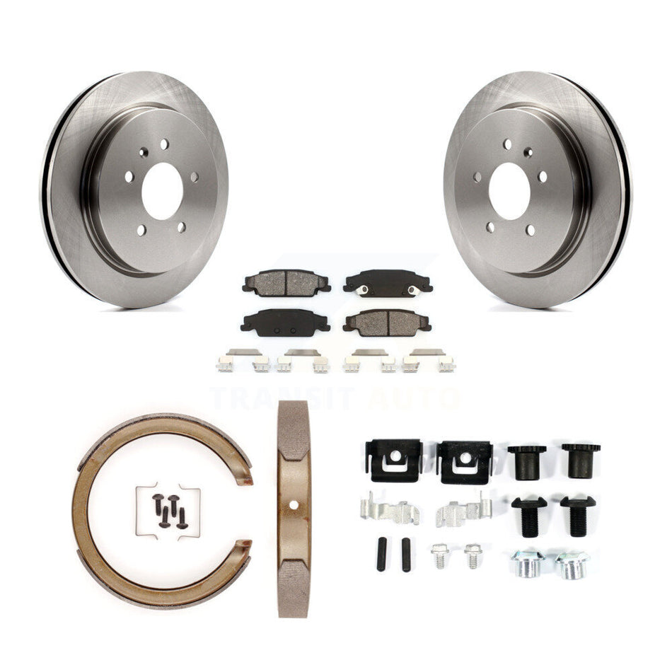 Rear Disc Rotors Semi-Metallic Pads Parking Brake Shoes And Hardware Kit For Cadillac STS K8S-104976