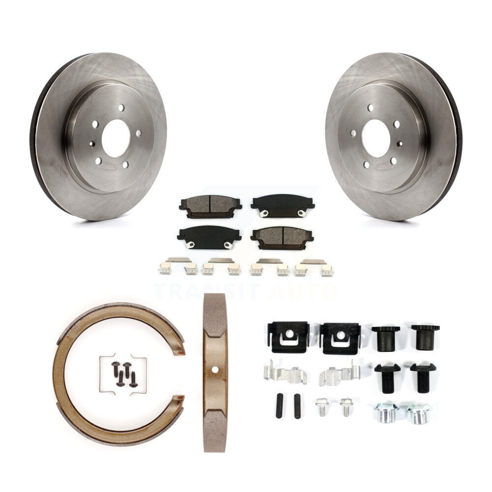 Rear Disc Rotors Semi-Metallic Pads Parking Brake Shoes And Hardware Kit For Cadillac STS K8S-104977