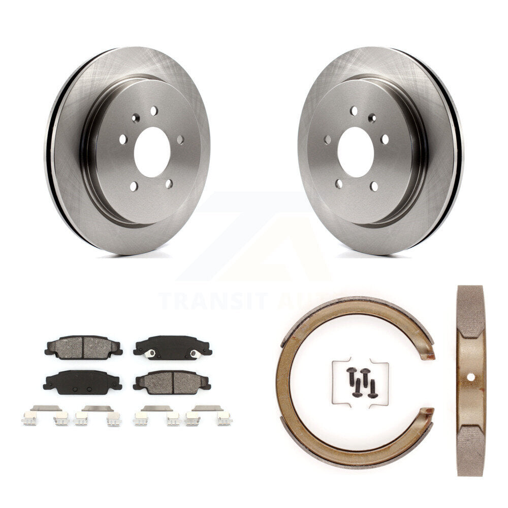 Rear Disc Rotors Semi-Metallic Pads And Parking Brake Shoes Kit For Cadillac STS K8S-104985