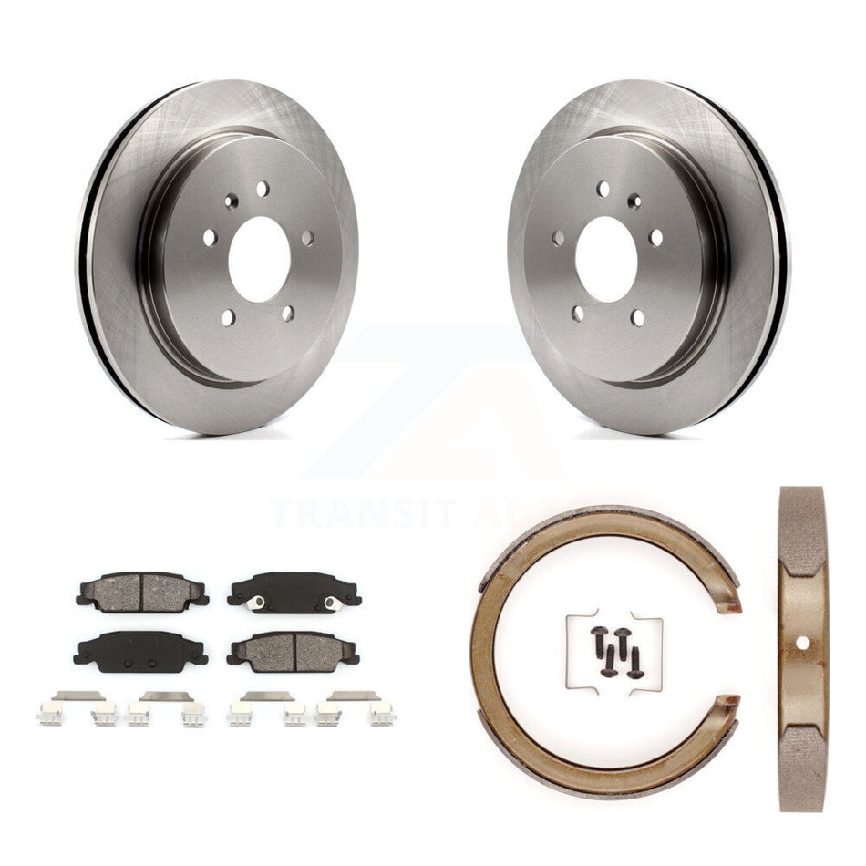 Rear Disc Rotors Semi-Metallic Pads And Parking Brake Shoes Kit For Cadillac STS K8S-104985