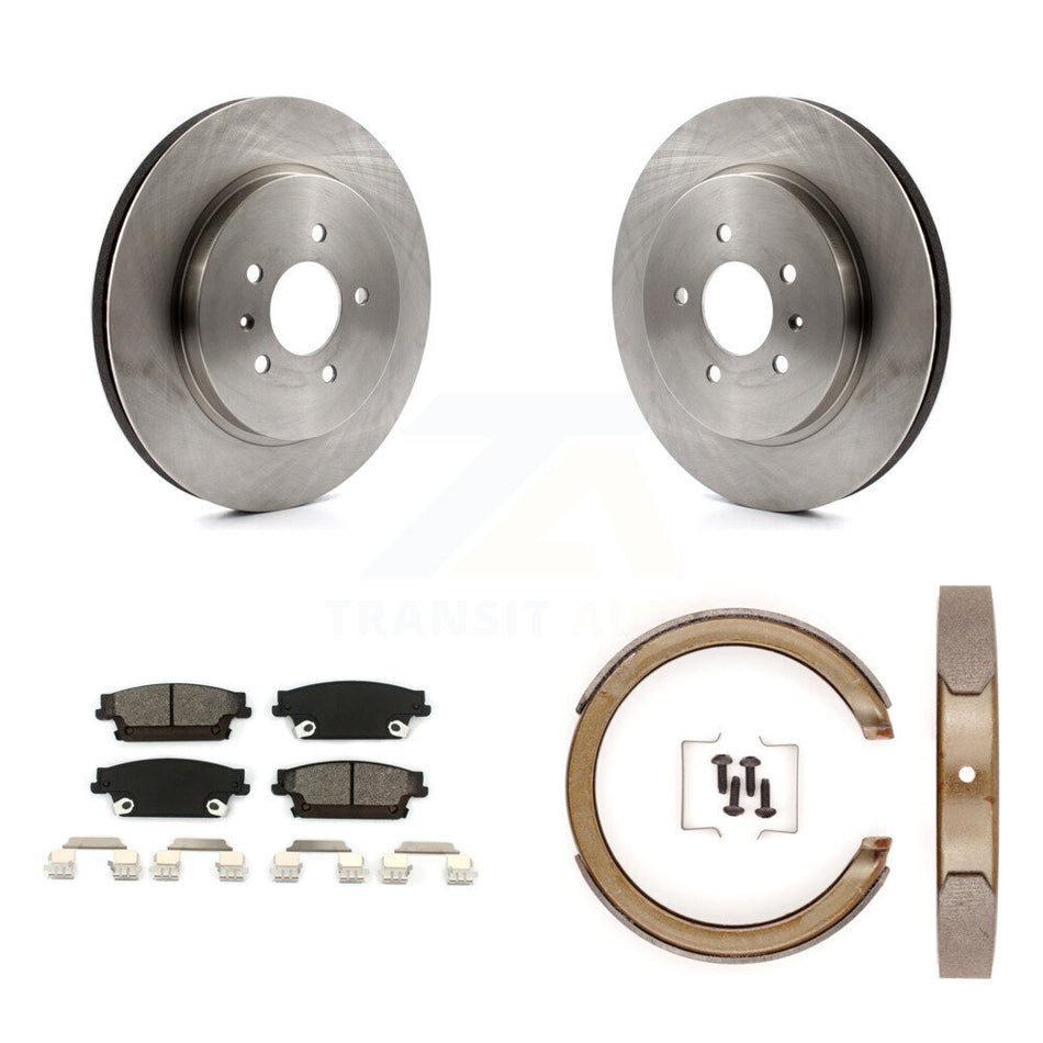 Rear Disc Rotors Semi-Metallic Pads And Parking Brake Shoes Kit For Cadillac STS K8S-104986