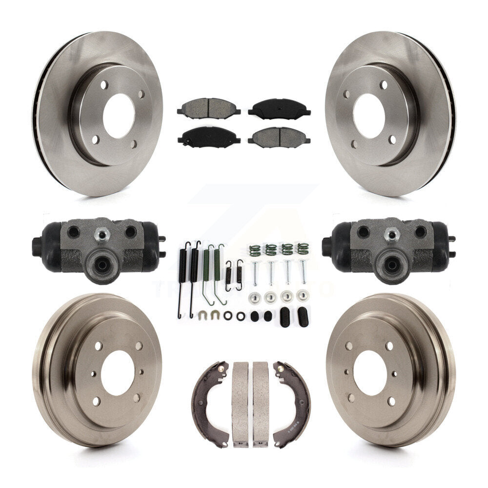 Front Rear Brake Rotor Semi-Metallic Pad & Drum Kit (9Pc) For 2009-2011 Nissan Versa 1.6L K8S-105031