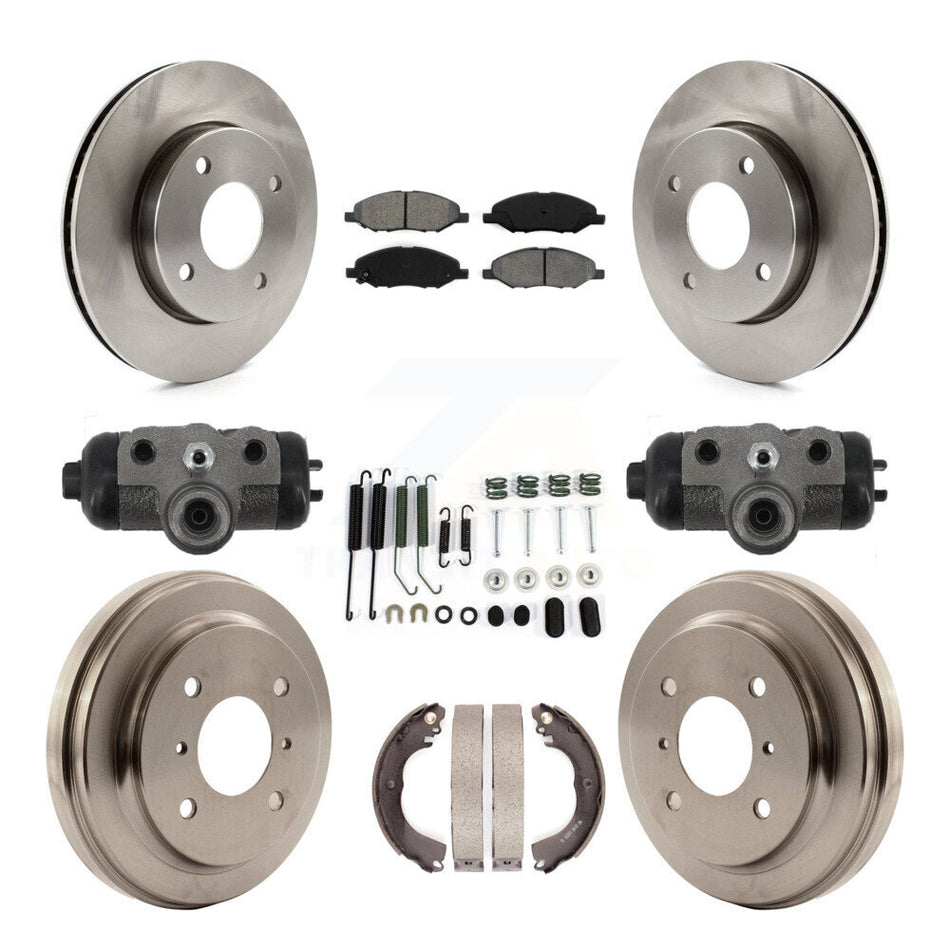 Front Rear Brake Rotor Semi-Metallic Pad & Drum Kit (9Pc) For 2009-2011 Nissan Versa 1.6L K8S-105031