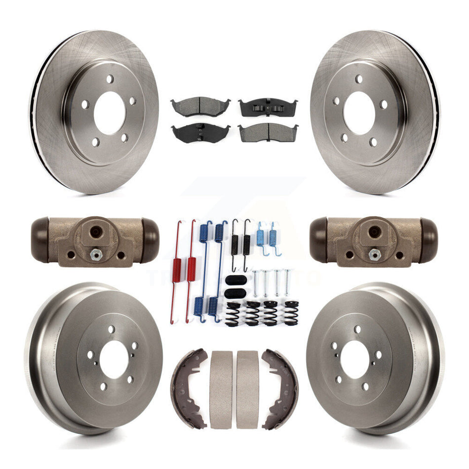 Front Rear Brake Rotors Semi-Metallic Pad Drum Kit (9Pc) For Dodge Caravan Grand Chrysler K8S-105032