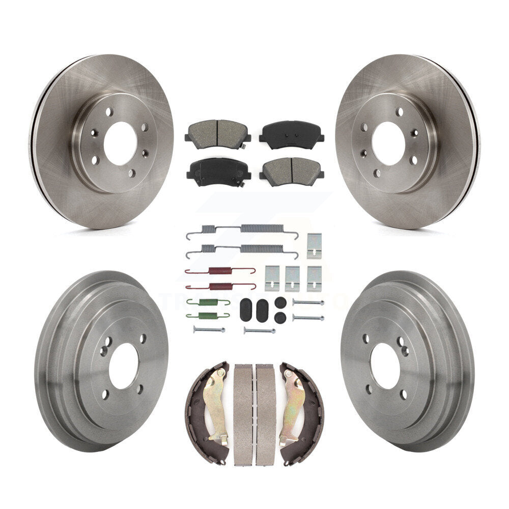 Front Rear Disc Brake Rotors Semi-Metallic Pads And Drum Kit (7Pc) For Kia Rio K8S-105044