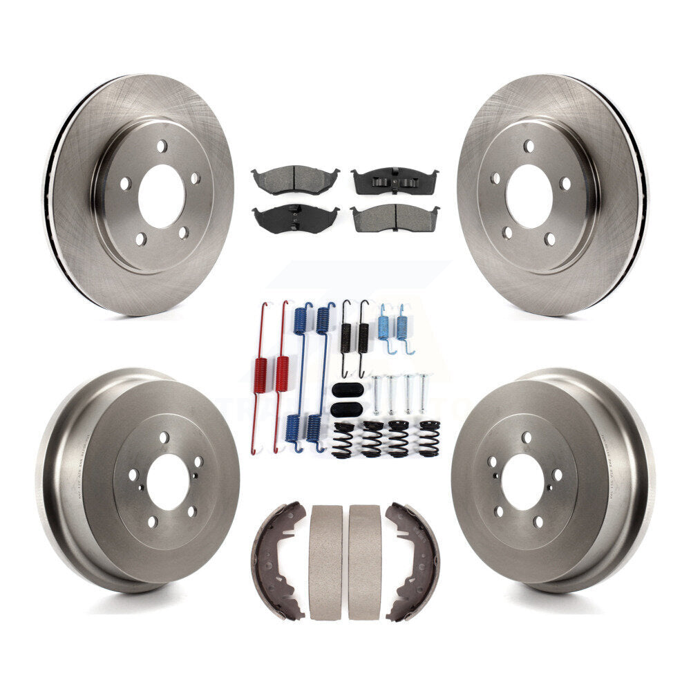 Front Rear Brake Rotors Semi-Metallic Pad Drum Kit (7Pc) For Dodge Caravan Grand Plymouth K8S-105045