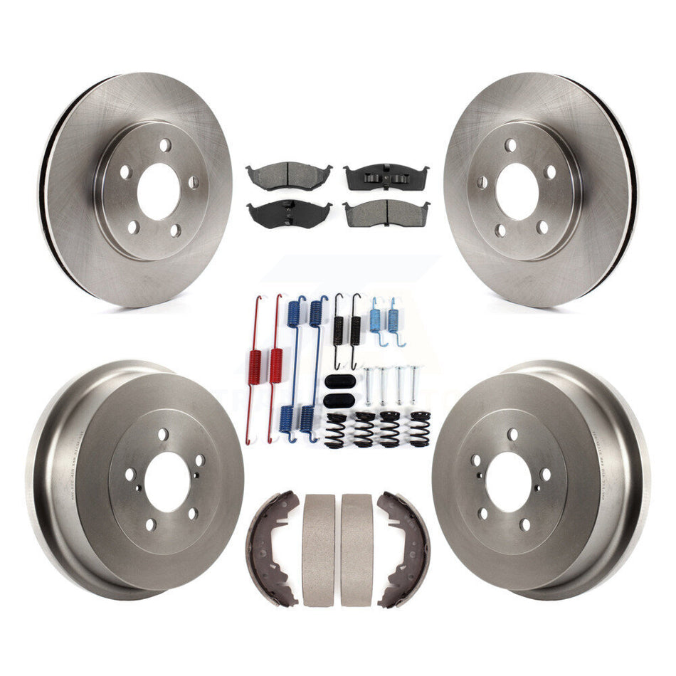 Front Rear Disc Brake Rotor Semi-Metallic Pad & Drum Kit (7Pc) For Chrysler Grand Voyager K8S-105046