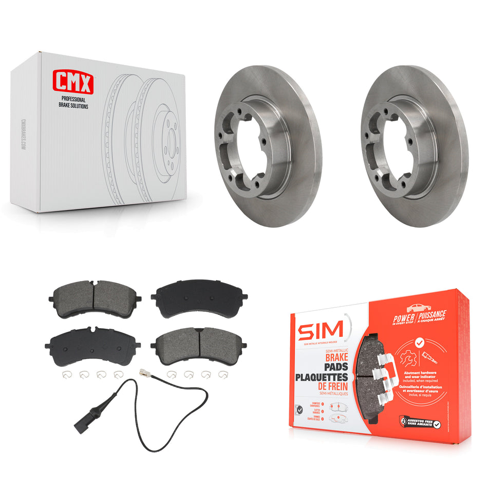 Rear Brake Rotor Semi-Metallic Pad Kit For 22-23 Ford E-Transit Without Heavy Duty Brakes K8S-105048