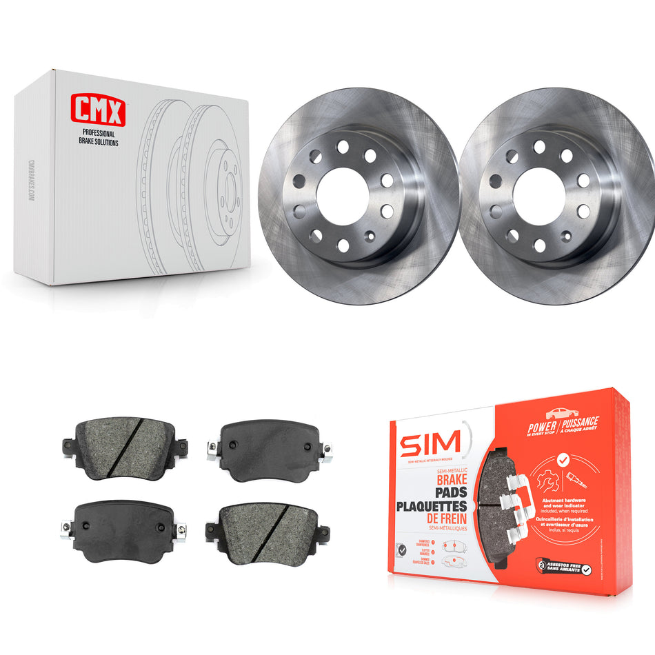 Rear Disc Brake Rotors And Semi-Metallic Pads Kit For 2015 Volkswagen Golf SportWagen K8S-105056