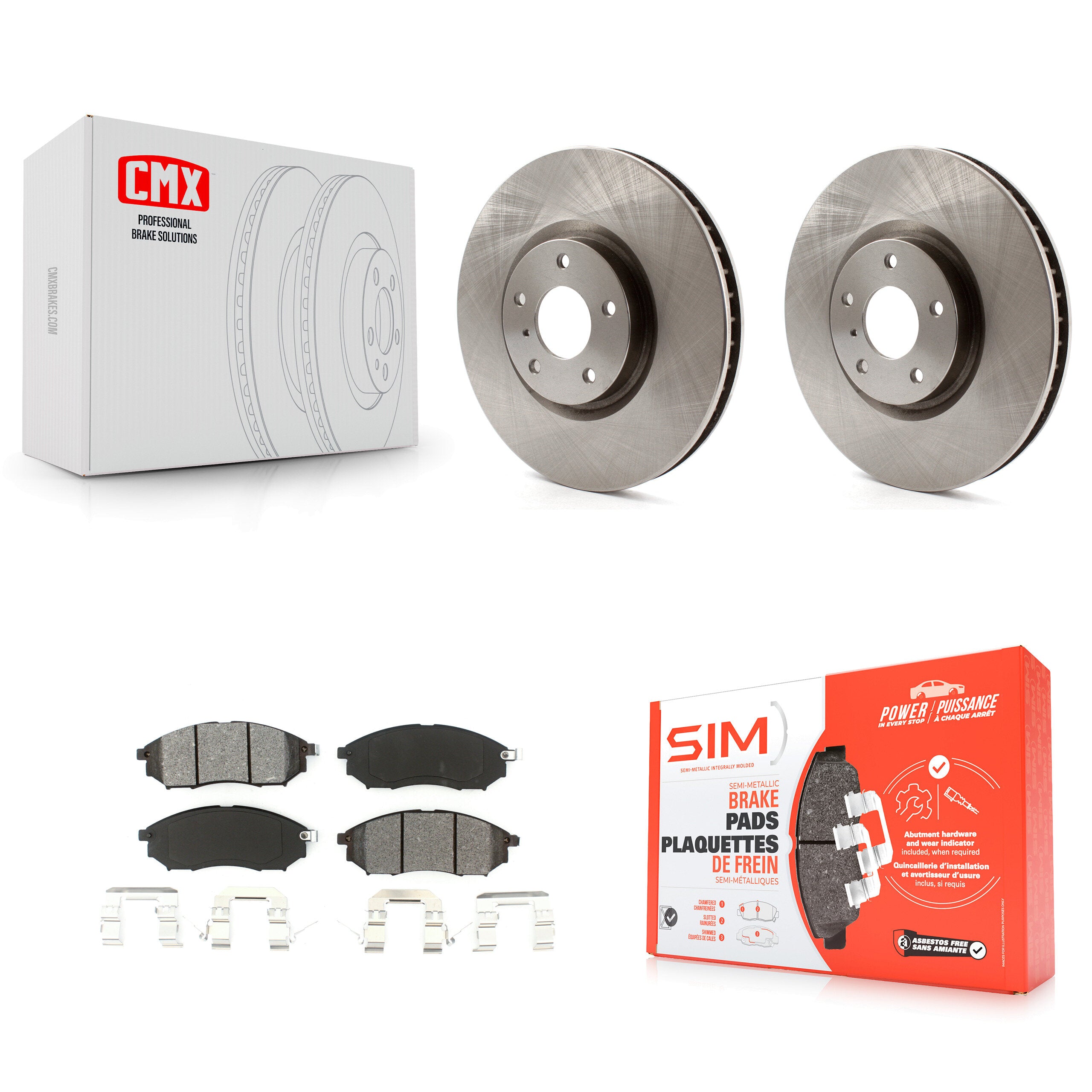 Front Brake Rotors Semi-Metallic Pad Kit For 2009-2013 INFINITI G37 Without Brembo Brakes K8S-105067