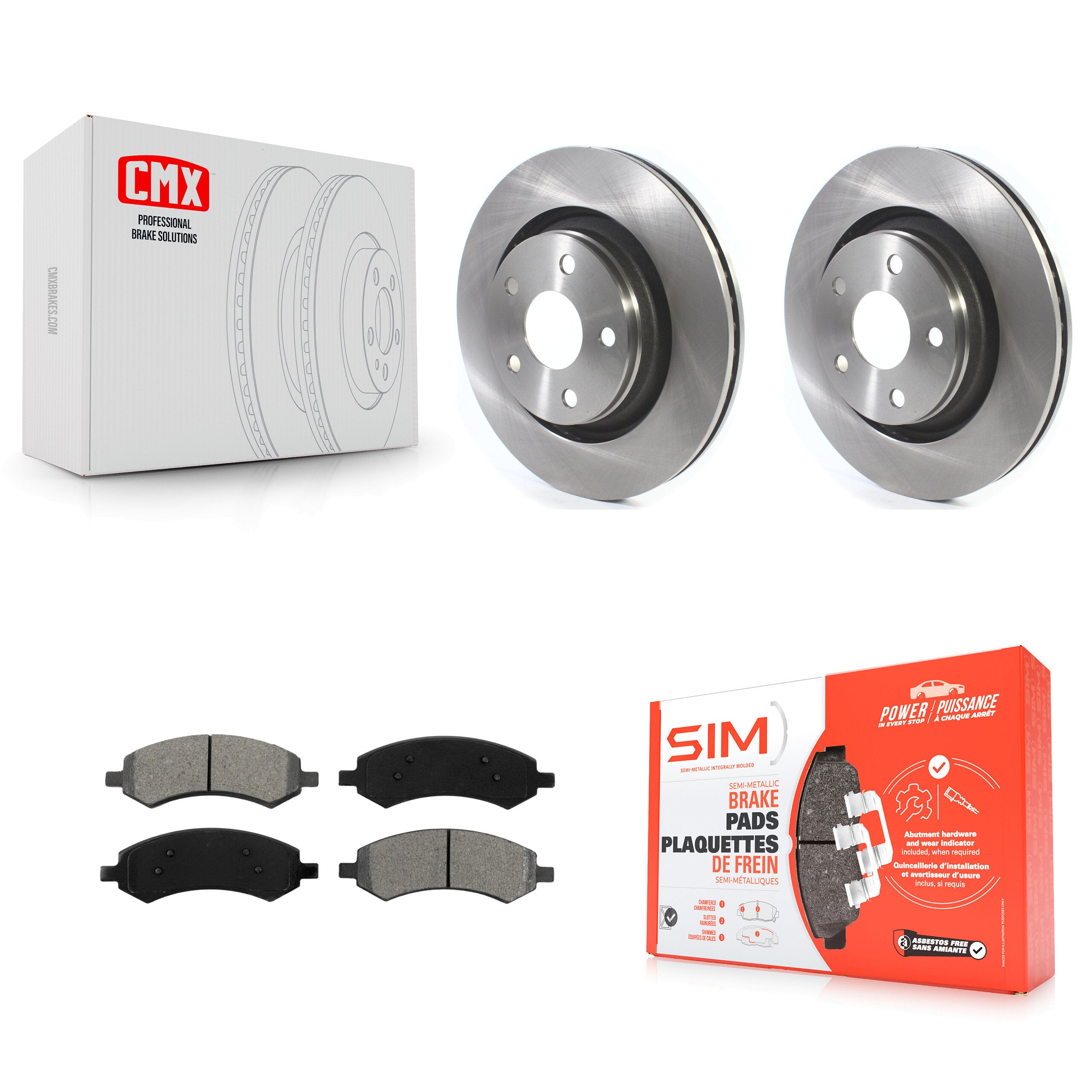 Front Disc Brake Rotors And Semi-Metallic Pads Kit For Jeep Wrangler JK K8S-105074