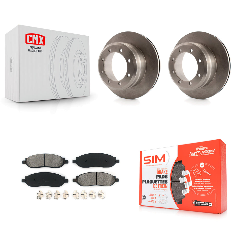 Rear Brake Rotors & Semi-Metallic Pad Kit For Ford F-250 Super Duty With Dual Wheels K8S-105117