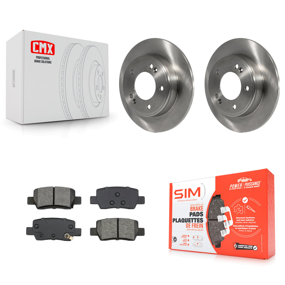 Rear Disc Brake Rotor Semi-Metallic Pad Kit For 2024 Kia Soul With Electric Parking K8S-105125