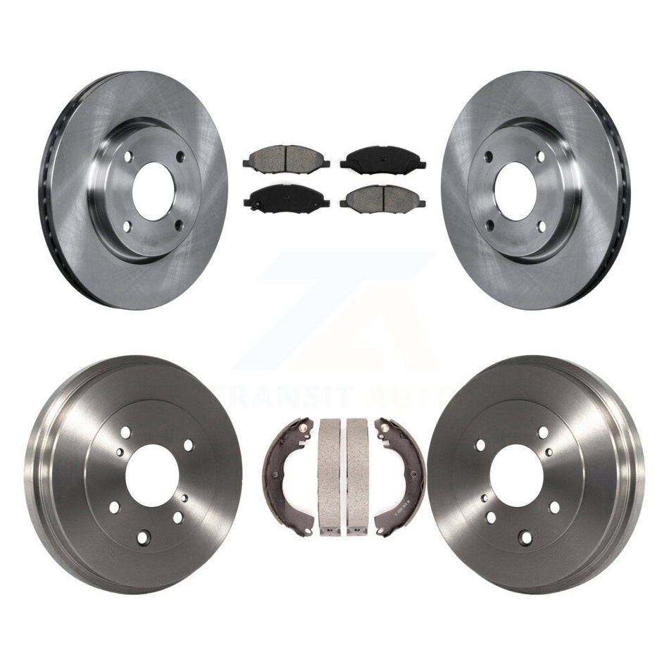 Front Rear Disc Brake Rotors Semi-Metallic Pad Drum Kit For 2008 Nissan Versa 4-Wheel ABS K8S-105132