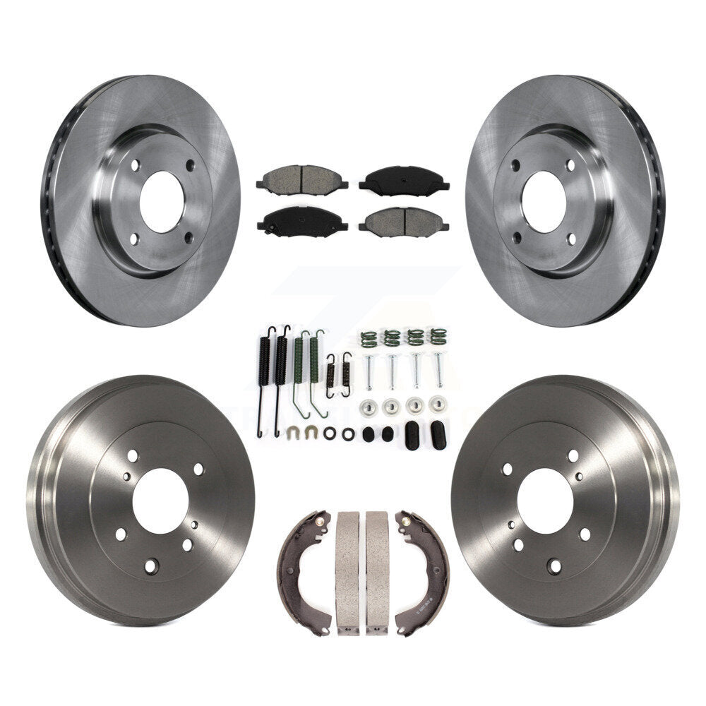 Front Rear Brake Rotor Semi-Metallic Pad Drum Kit (7Pc) For 2008 Nissan Versa 4-Wheel ABS K8S-105136