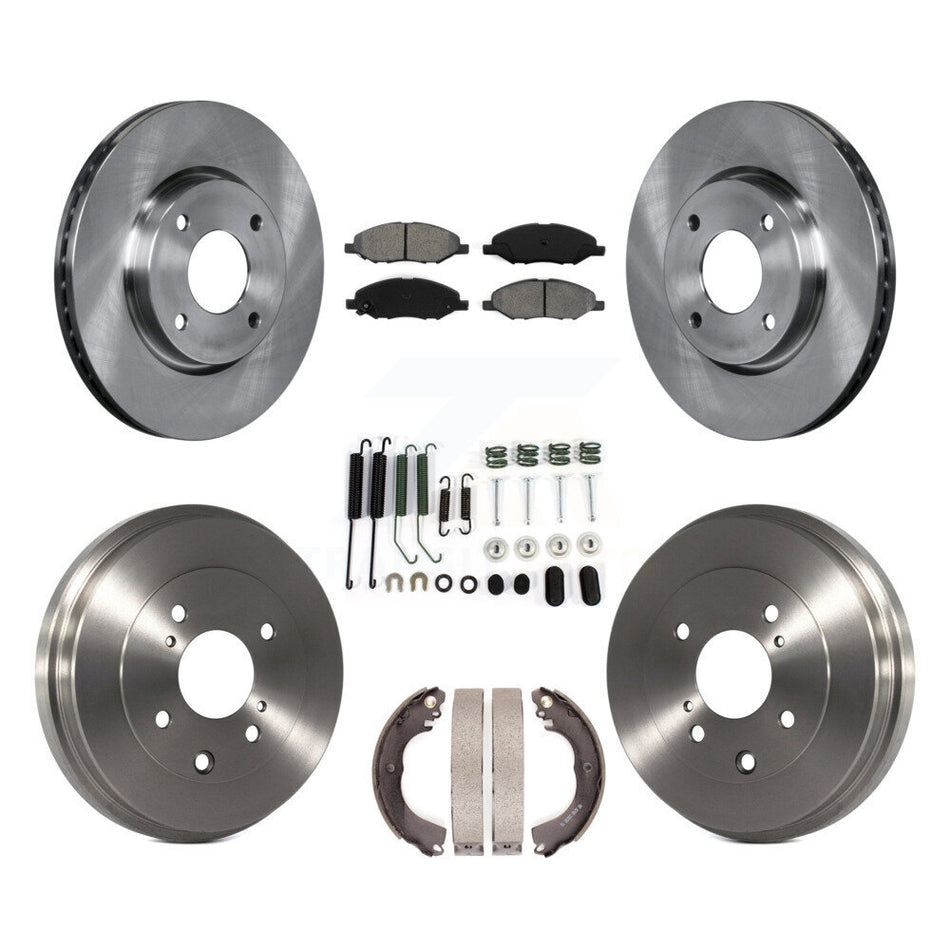 Front Rear Brake Rotor Semi-Metallic Pad Drum Kit (7Pc) For 2008 Nissan Versa 4-Wheel ABS K8S-105136