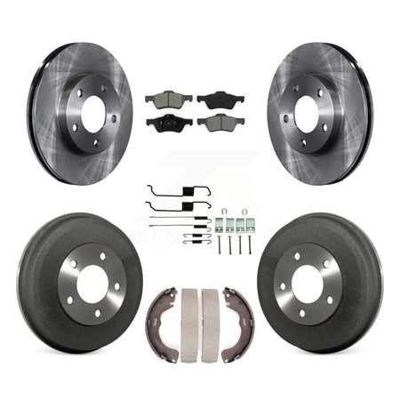 Front Rear Disc Brake Rotors Semi-Metallic Pads And Drum Kit (7Pc) For Mercury Mariner K8S-105145