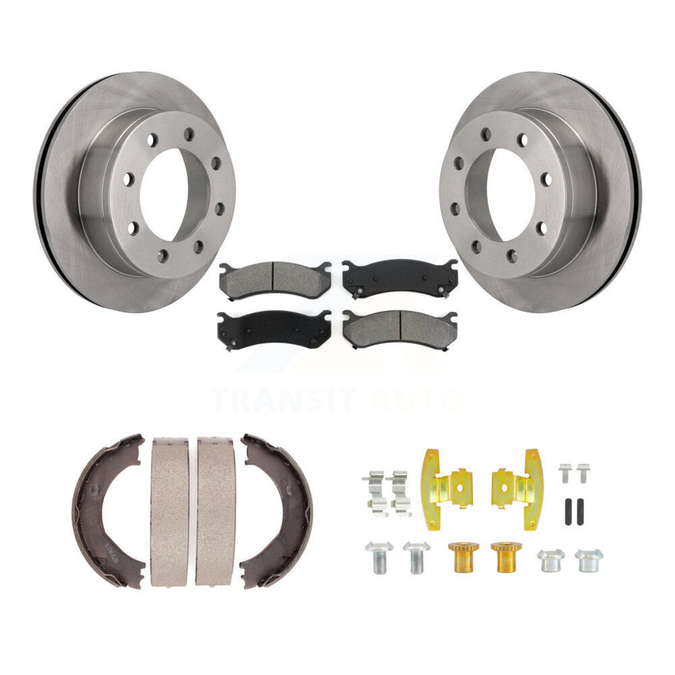 Rear Disc Rotors Semi-Metallic Pads Parking Shoes Hardware Kit For Chevrolet Suburban GMC K8S-105148