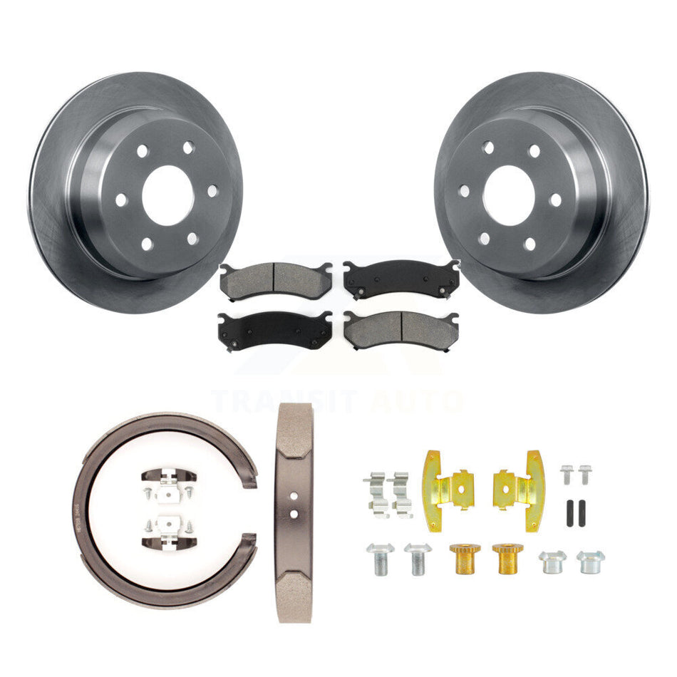 Rear Disc Rotors Semi-Metallic Pads Parking Brake Shoes And Hardware Kit For K8S-105151