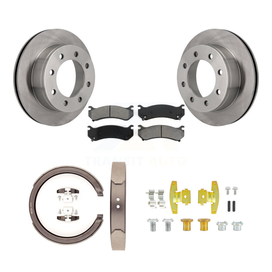 Rear Disc Rotors Semi-Metallic Pads Parking Shoes Hardware Kit For GMC Yukon XL 2500 8.1L K8S-105152