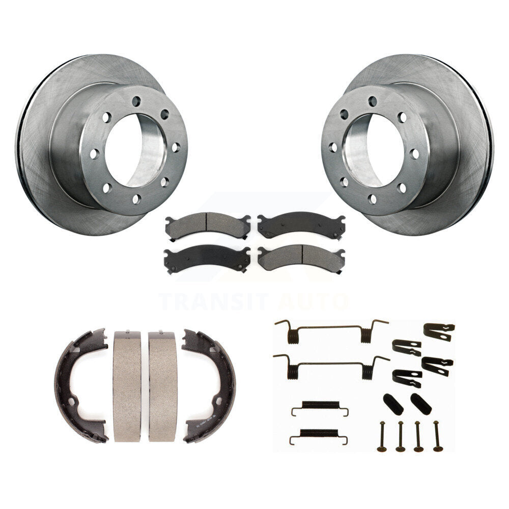 Rear Disc Rotors Semi-Metallic Pads Parking Shoes And Hardware Kit For GMC Sierra 3500 HD K8S-105153