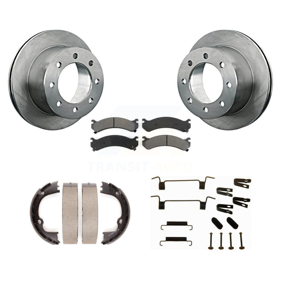 Rear Disc Rotors Semi-Metallic Pads Parking Shoes And Hardware Kit For GMC Sierra 3500 HD K8S-105153