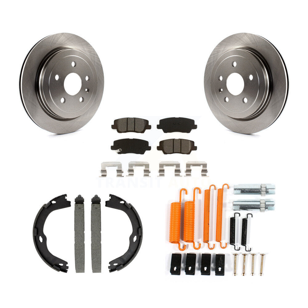 Rear Disc Rotors Semi-Metallic Pads Parking Brake Shoes And Hardware Kit For Cadillac CTS K8S-105154