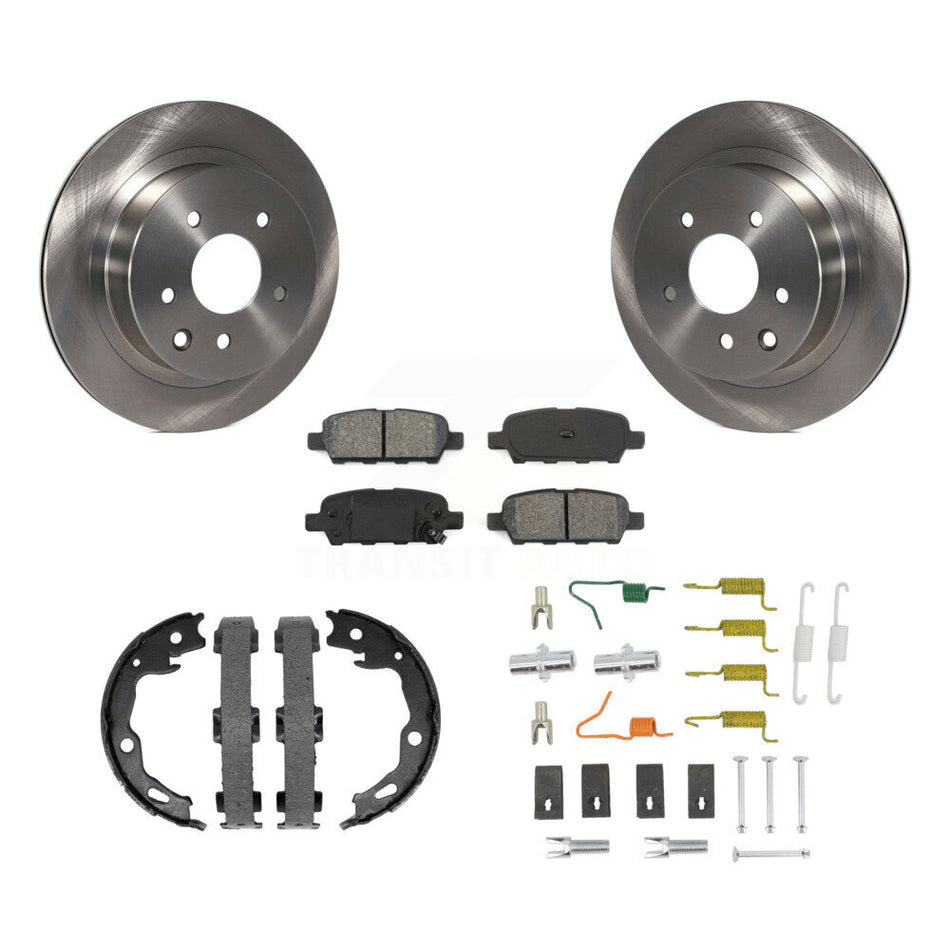 Rear Disc Rotors Semi-Metallic Pads Parking Shoes And Hardware Kit For Nissan Rogue Sport K8S-105156