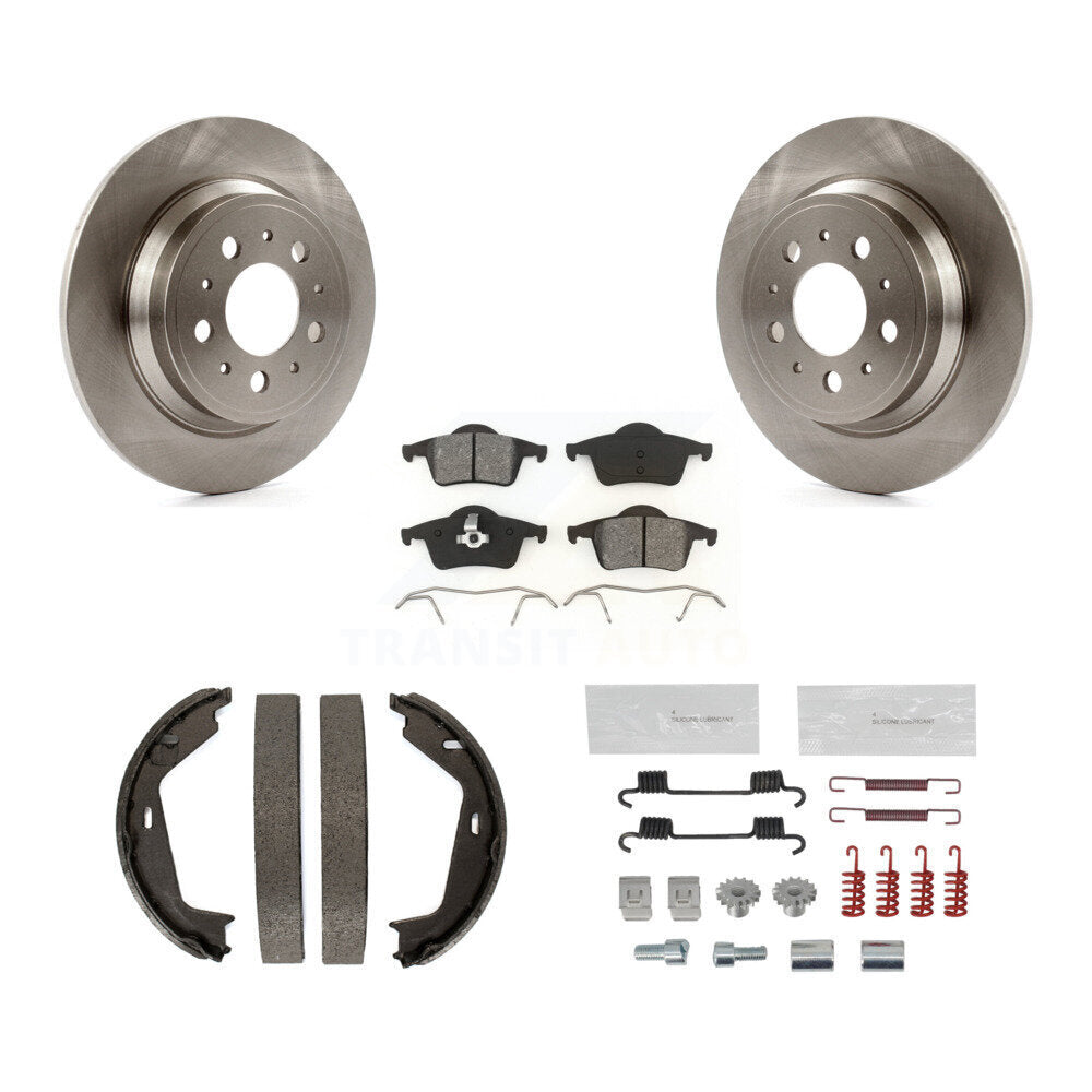 Rear Disc Rotors Semi-Metallic Pads Parking Brake Shoes And Hardware Kit For Volvo S60 K8S-105160