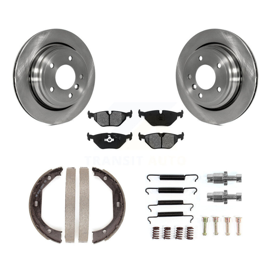 Rear Disc Rotors Semi-Metallic Pads Parking Shoes And Hardware Kit For 1997-2003 BMW 540i K8S-105161