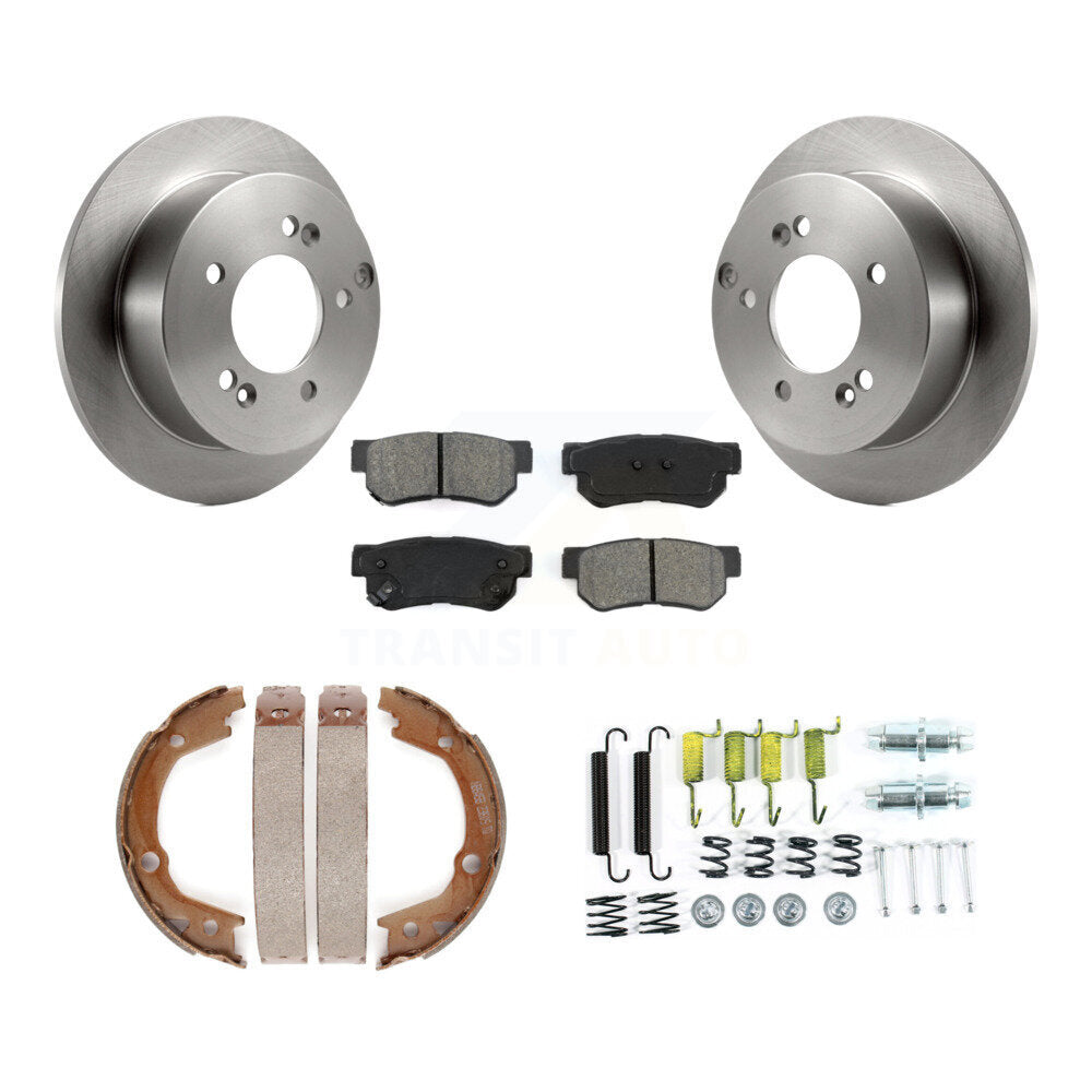 Rear Disc Rotors Semi-Metallic Pads Parking Brake Shoes And Hardware Kit For Kia Optima K8S-105164