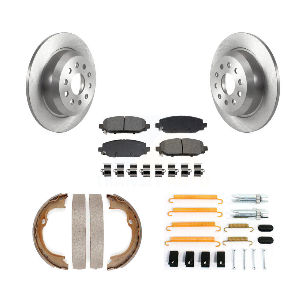 Rear Disc Rotors Semi-Metallic Pads Parking Shoes Hardware Kit For Jeep Wrangler Rubicon K8S-105166