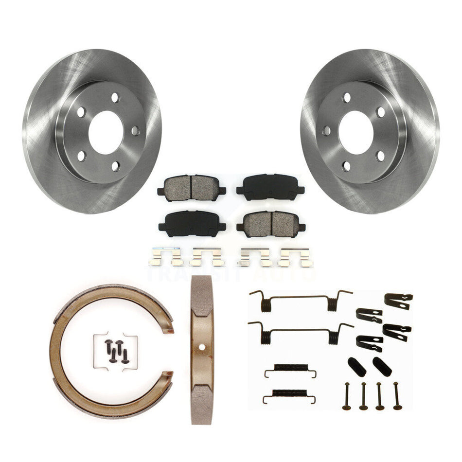 Rear Disc Rotors Semi-Metallic Pads Parking Shoes Hardware Kit For Buick LaCrosse Allure K8S-105169