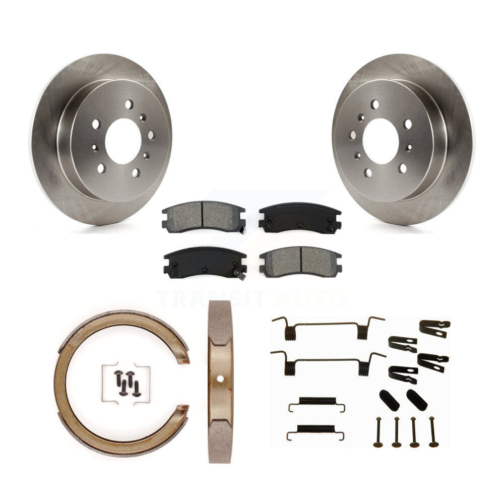 Rear Disc Rotors Semi-Metallic Pads Parking Shoes Hardware Kit For Buick LaCrosse Allure K8S-105170