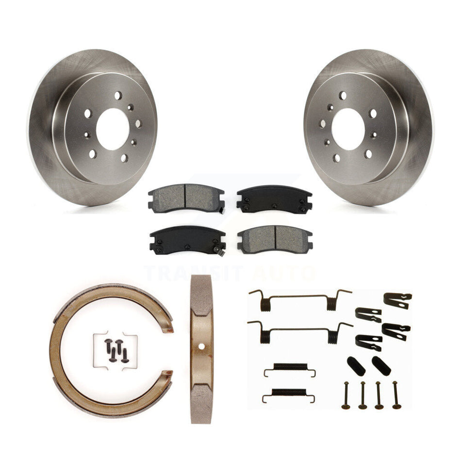 Rear Disc Rotors Semi-Metallic Pads Parking Shoes Hardware Kit For Buick LaCrosse Allure K8S-105170