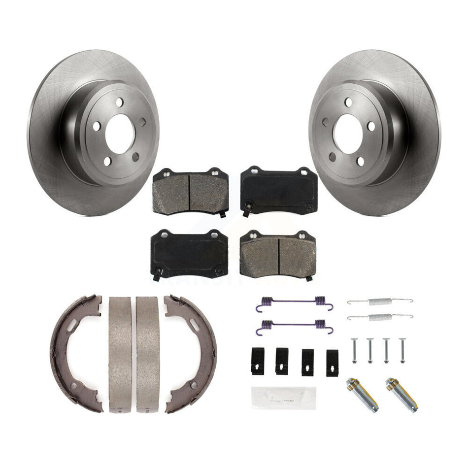 Rear Disc Rotors Semi-Metallic Pads Parking Brake Shoes And Hardware Kit For Chrysler 300 K8S-105177