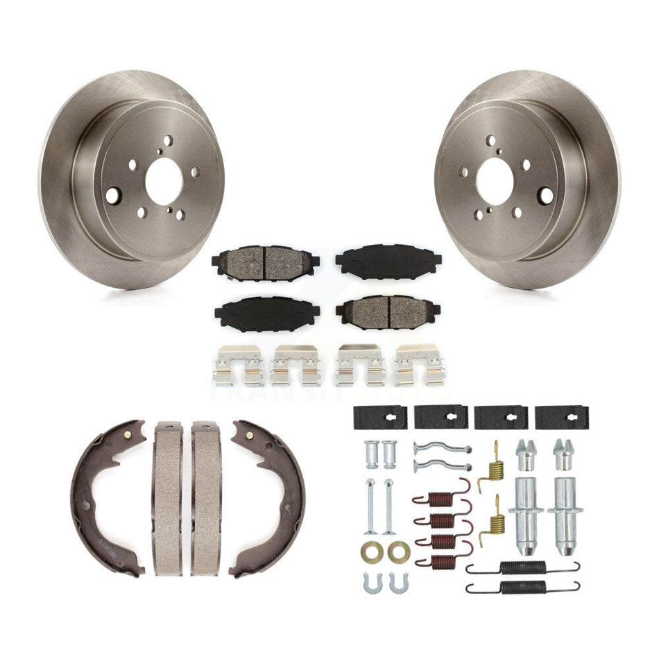 Rear Disc Rotors Semi-Metallic Pads Parking Brake Shoes & Hardware Kit For Subaru Impreza K8S-105178
