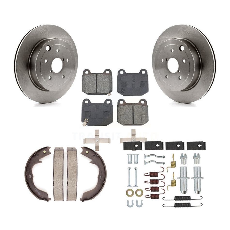 Rear Disc Rotors Semi-Metallic Pads Parking Brake Shoes & Hardware Kit For Subaru Impreza K8S-105179