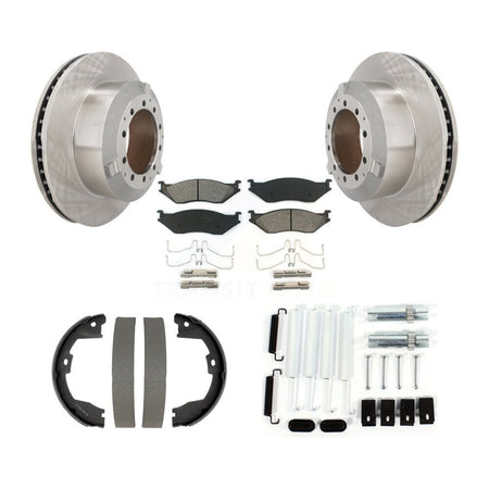 Rear Disc Rotors Semi-Metallic Pads Parking Shoes Hardware Kit For Ford F-450 Super Duty K8S-105183