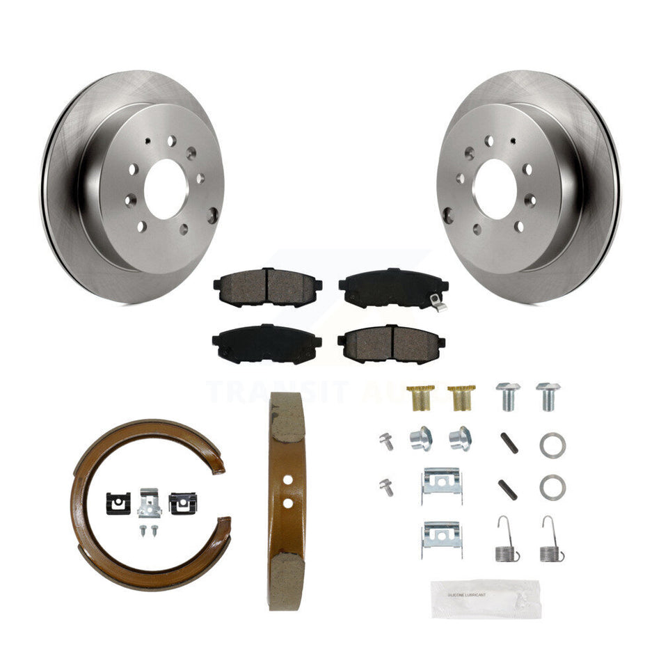 Rear Disc Rotors Semi-Metallic Pads Parking Shoes & Hardware Kit For 2004-2006 Mazda MPV K8S-105186