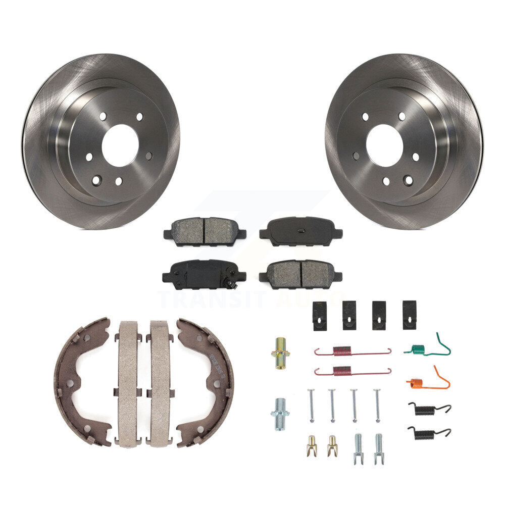 Rear Disc Rotors Semi-Metallic Pads Parking Shoes & Hardware Kit For 05-06 Nissan X-Trail K8S-105188