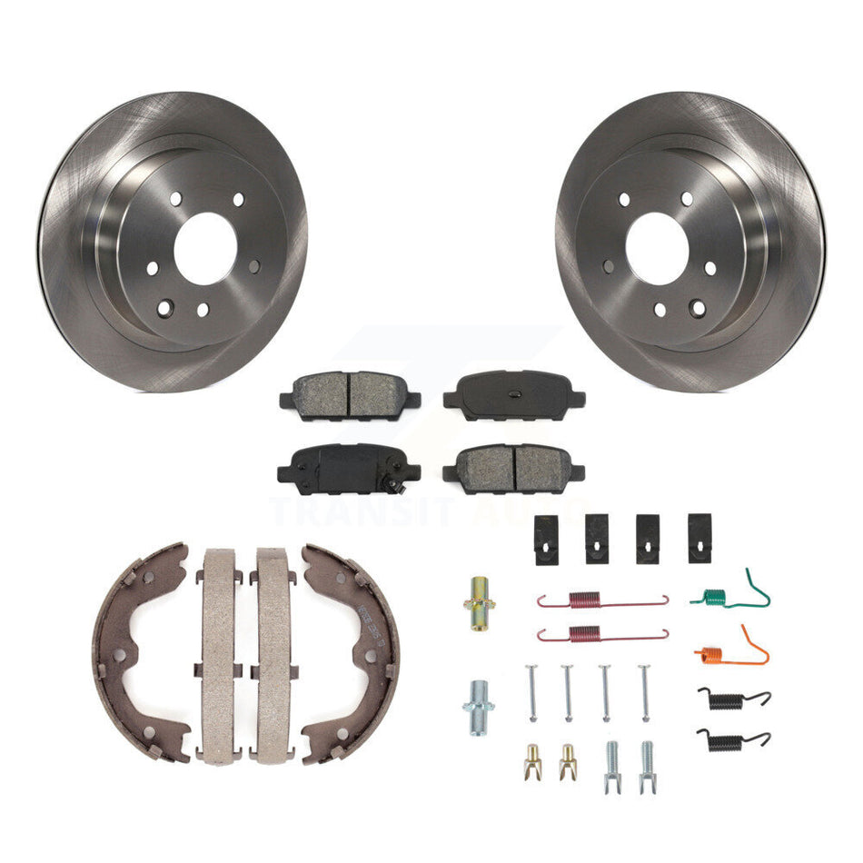 Rear Disc Rotors Semi-Metallic Pads Parking Shoes & Hardware Kit For 05-06 Nissan X-Trail K8S-105188