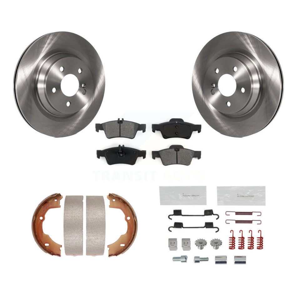 Rear Disc Rotors Semi-Metallic Pads Parking Shoes & Hardware Kit For Mercedes-Benz SL550 K8S-105193