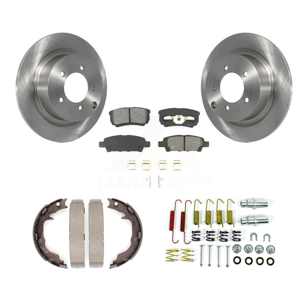 Rear Disc Rotors Semi-Metallic Pads Parking Shoes & Hardware Kit For Jeep Patriot Compass K8S-105195